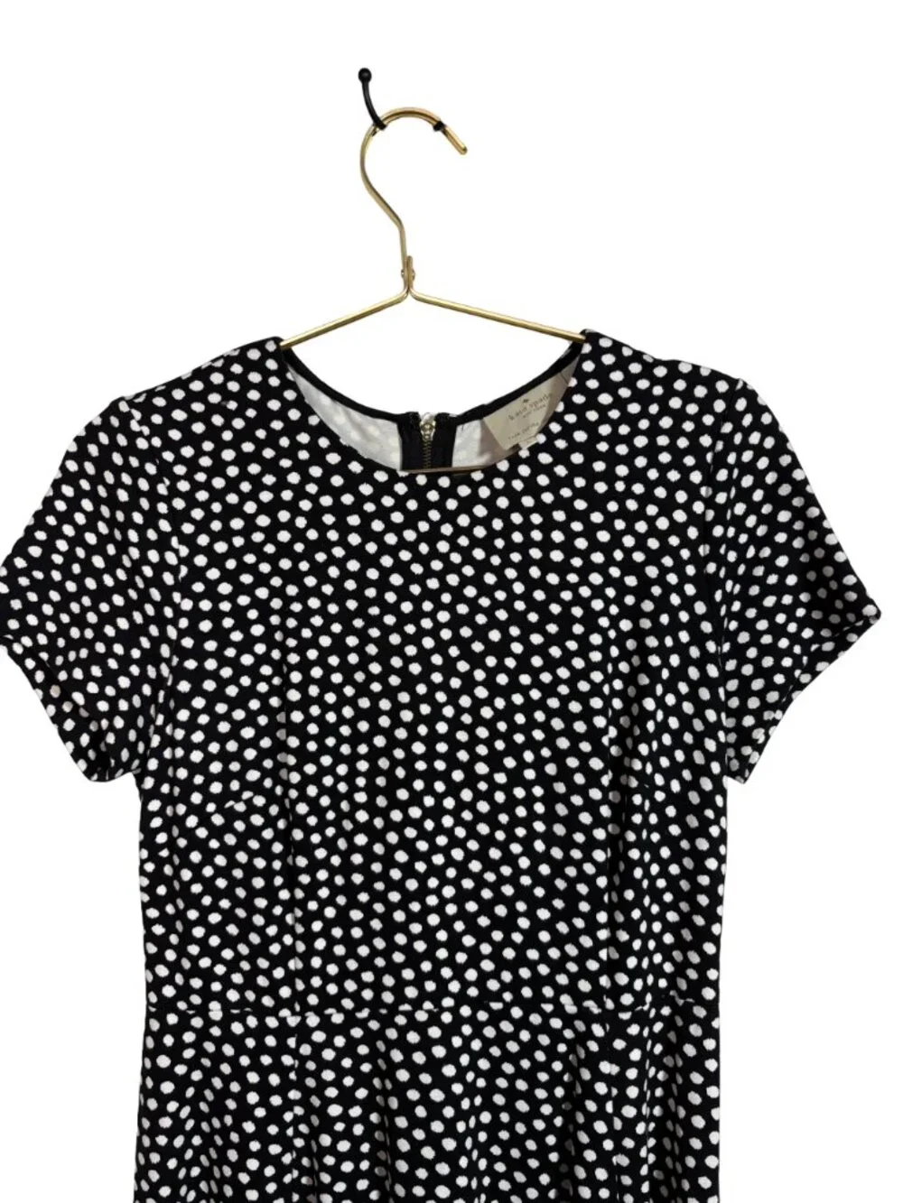 Kate Spade Spot Ponte Fit & Flare Dress Women Black White Size 6 Elegant Polka